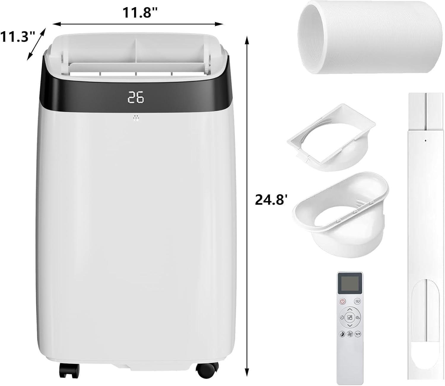 Portable Air Conditioners, 3-In-1 AC with Remote Control Cools Up to 450 Sq. Ft,10000 BTU Mini Air Cooler with Digital Display and 24H Timer for Office and Home