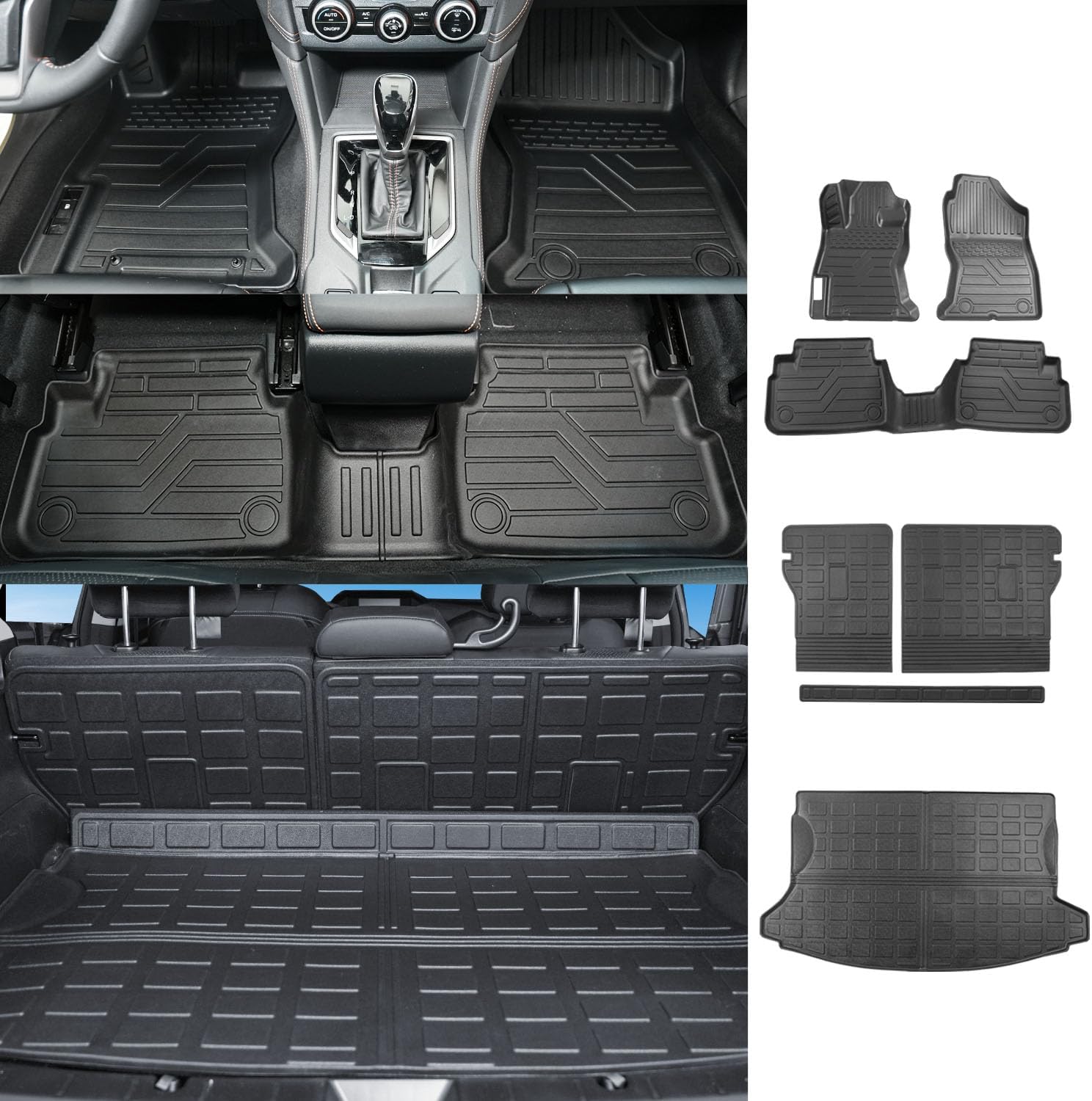 powoq Floor Mat Compatible with 2018-2023 Subaru Crosstrek Impreza Cargo Mat Floor Liner TPE Back Seat Protector Trunk Cargo Liner Replacement for 2018-2023 Subaru Crosstrek Accessories