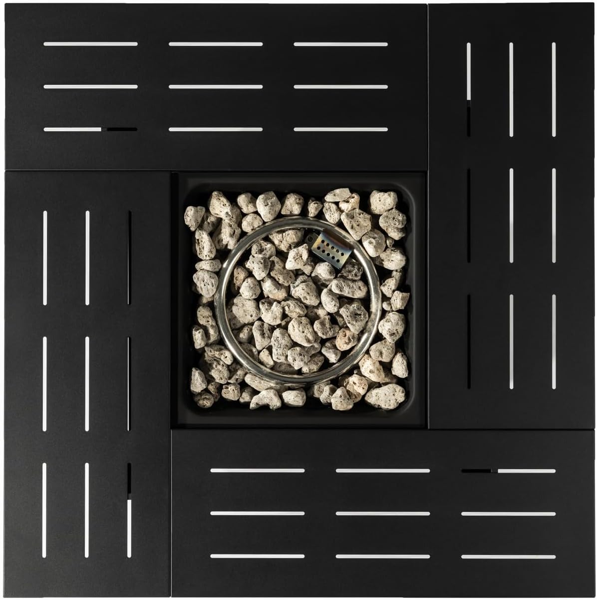 34inches Steel Fire Pit Table Gas Fire Pit for Outdoor Patio and Garden Black