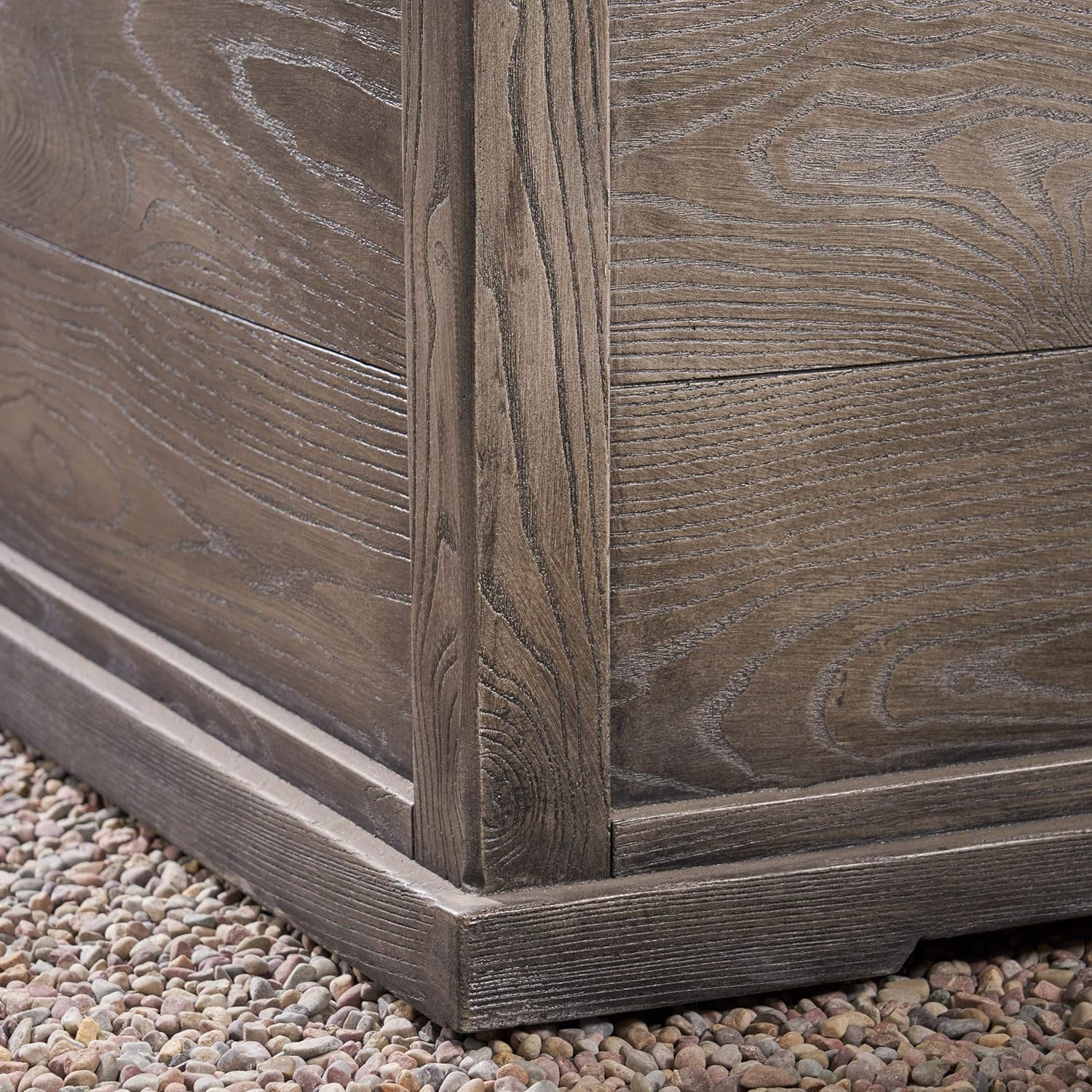 GDFStudio Outdoor 5 Piece Acacia Wood Club Chair and Fire Pit Set, Gray Finish & Gray