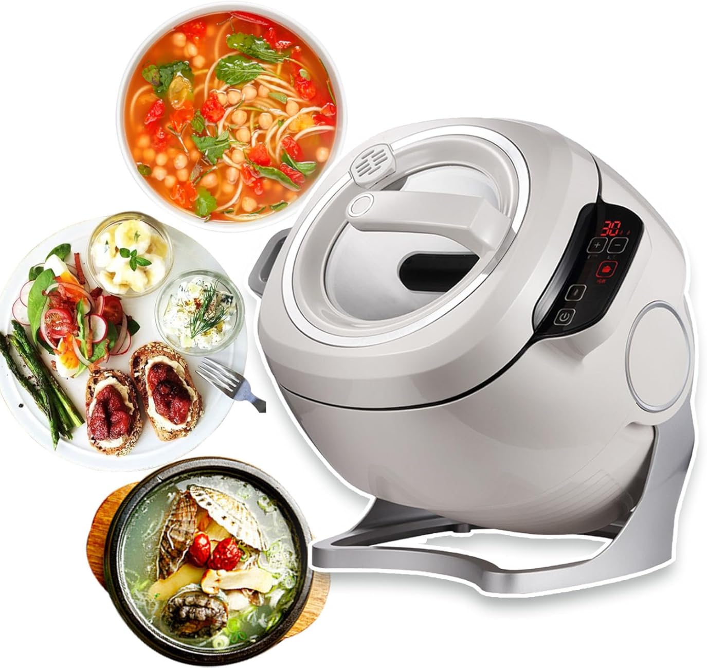 Commercial Food Processor, Stir-Fry Machine Cooker - 360° Rotating And 3d All-Round Heating, Auto Cooking Great For Home Restaurant