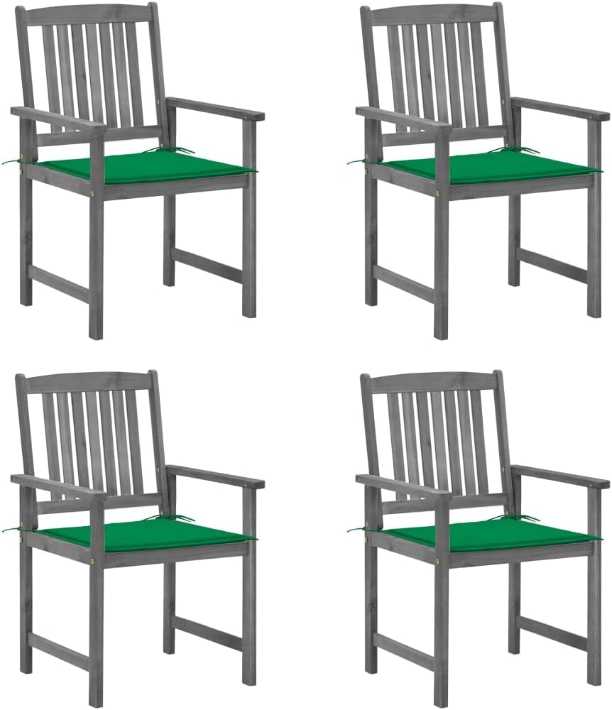 Patio Chair Patio Chairs with Cushions 4 pcs Gray Solid Acacia Wood