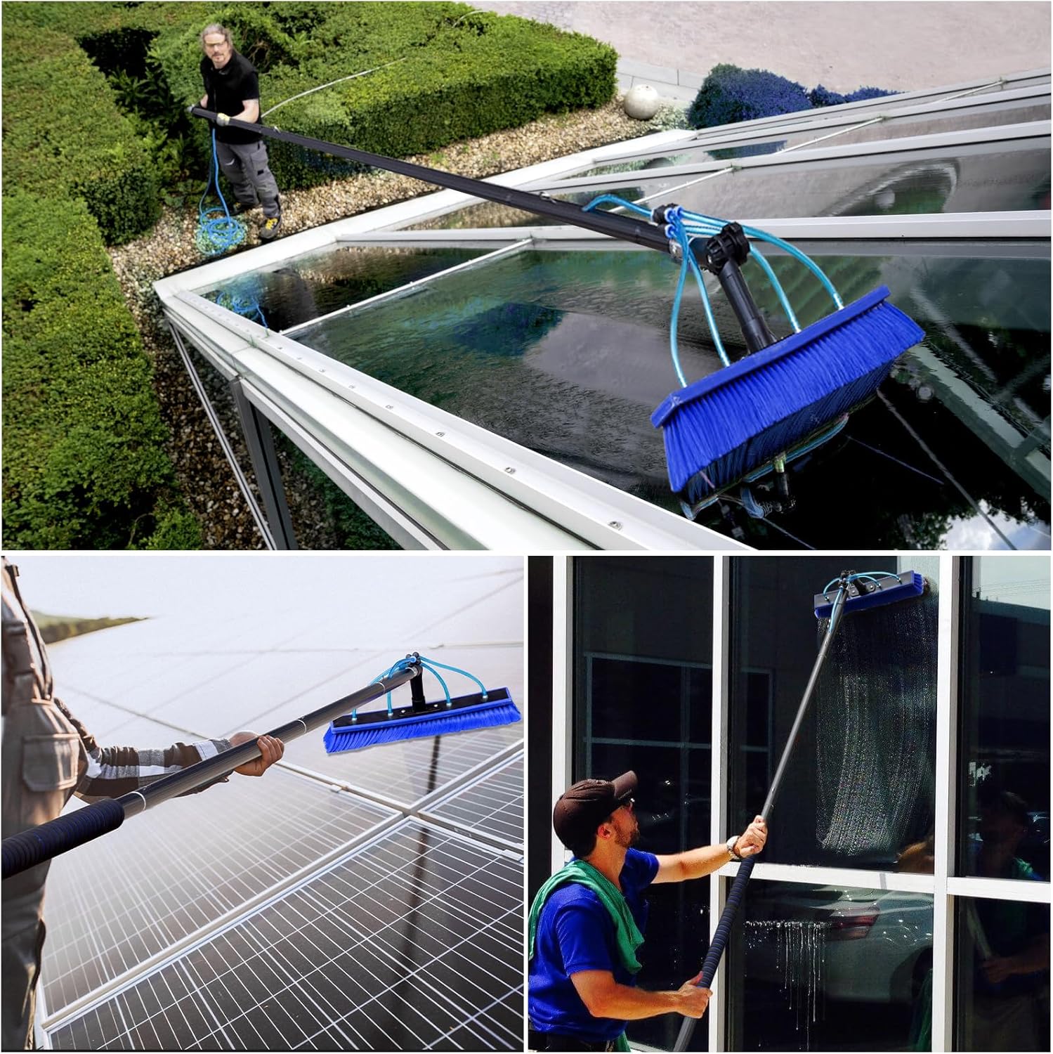 40FT Water Fed Pole Kit, Window Solar Panel Cleaning Brush and Pole, Window Washing Equipment Solar Panel Roof Glass Cleaner Tool