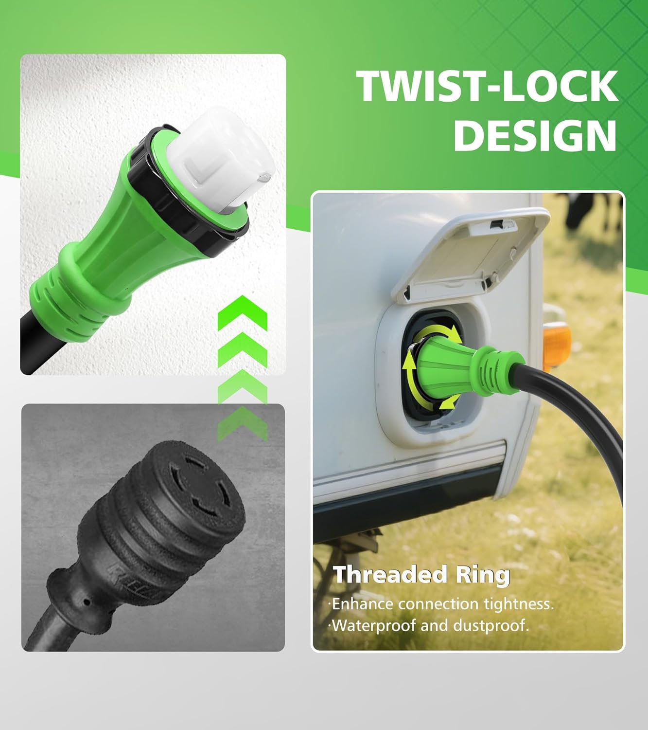 50 Amp Generator Cord with Twist Lock, 25FT Heavy Duty 6/3+8/1 Gauge Generator Cable, 14-50P/SS2-50R STW Power Cord, 50 Amp Extension Cord for Generator & Yard & House