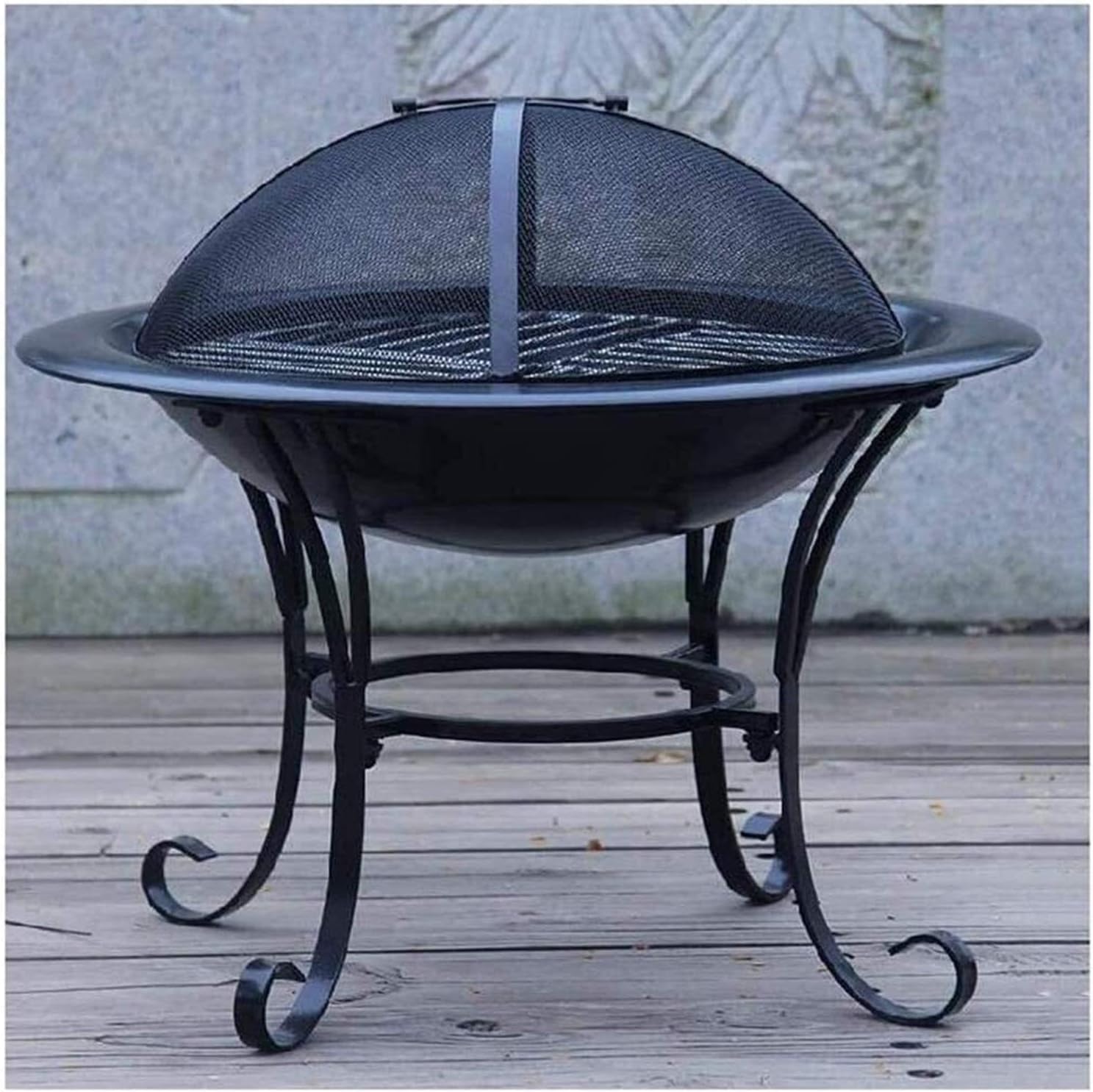 Garden Fire Pit Portable Grill Barbecue Rack Outdoor Fire Large Bonfire Wood Burning Patio Coal Grill Firepit for Grill Charcoal Grill with Spark Screen with Cover BBQ Cooking for Camping S ()