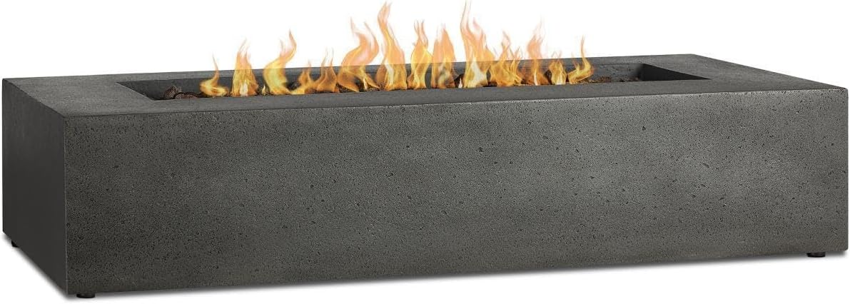 BBQGuys Signature La Valle 56-Inch Rectangle Natural Gas Fire Table - Carbon (Ships as Propane w/Conversion Kit)