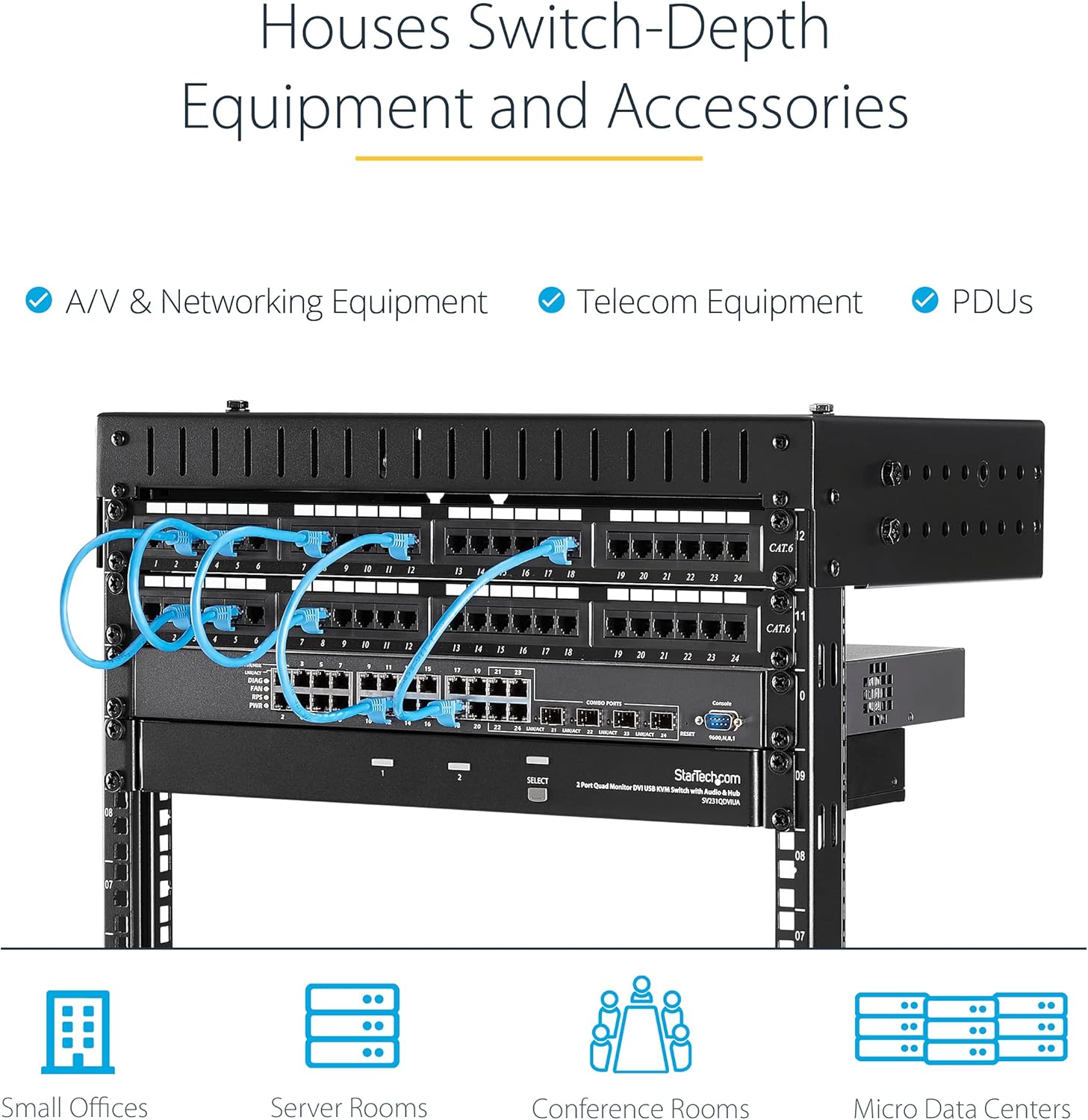 StarTech.com 2-Post 15U Heavy-Duty Wall Mount Network Rack, 19