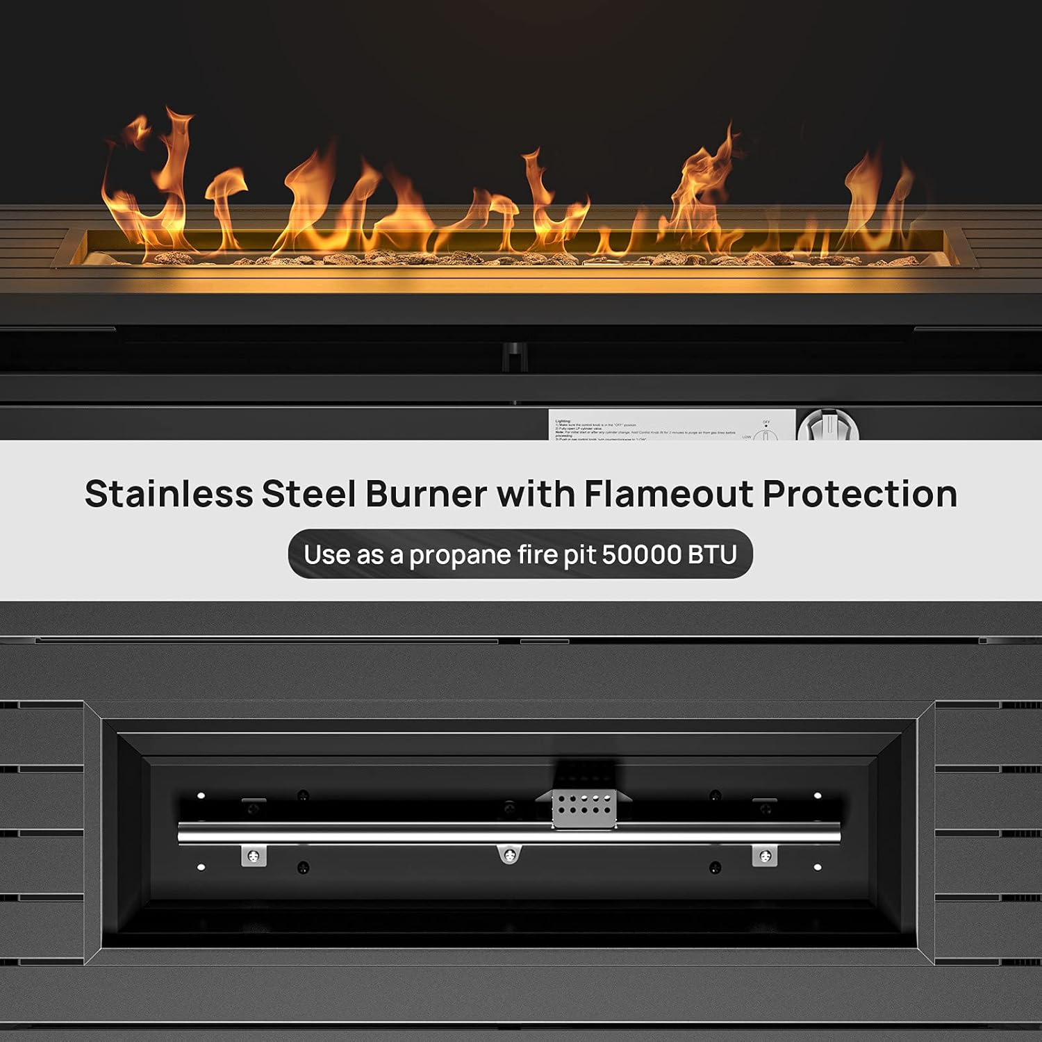 Propane Fire Pit Table, 50 Inches 50000 BTU Auto-Ignition Outdoor Fire Table with External Igniter & ETL Certification, 2 in 1 Fire Pit Table for Outside Patio, Garden, Backyard