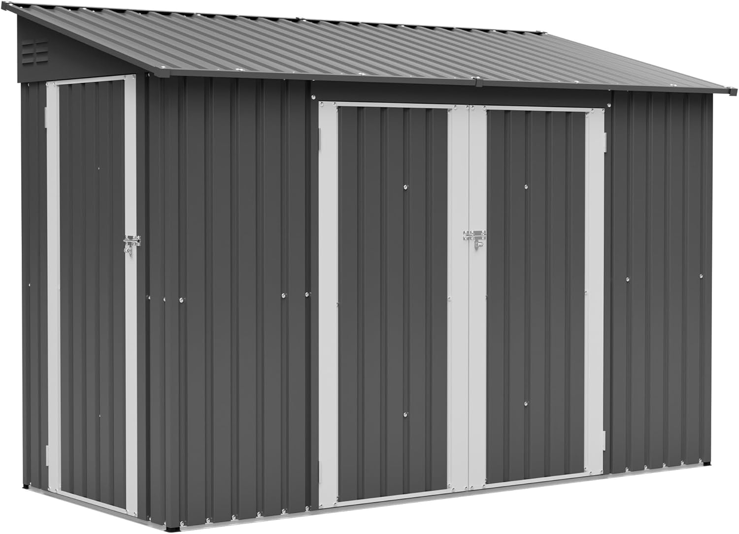 9x4 FT Outdoor Storage Shed with Lockable Door – Heavy Duty Metal Garden Shed for Lawn Mower, Tools, Bikes, Waste Bins – All Weather & Waterproof (Dark Gray)