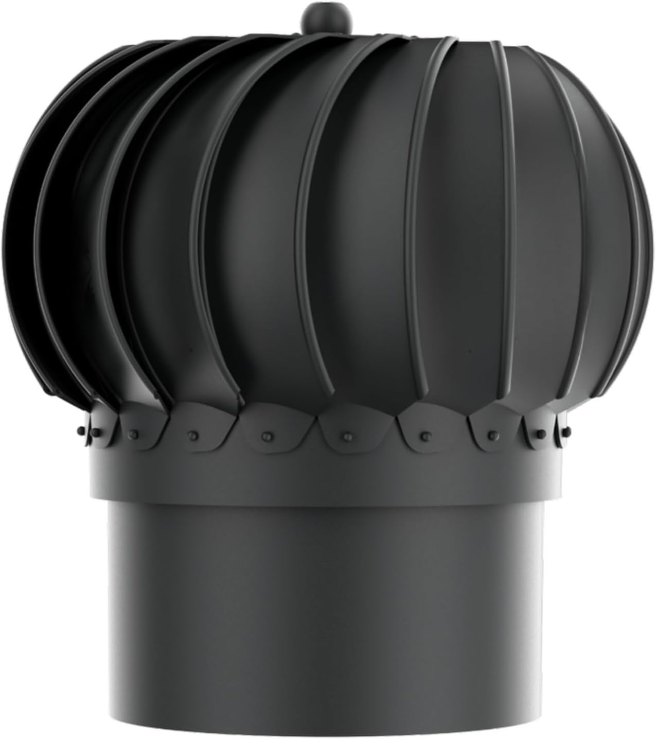 ROOFIVENT IVENT Turbo 8 inch ROOF Round Wind Turbine Exhaust Cowl/Black/UV Stable Polypropylene/High Performance Durable Turbine with Built in Spirit Level