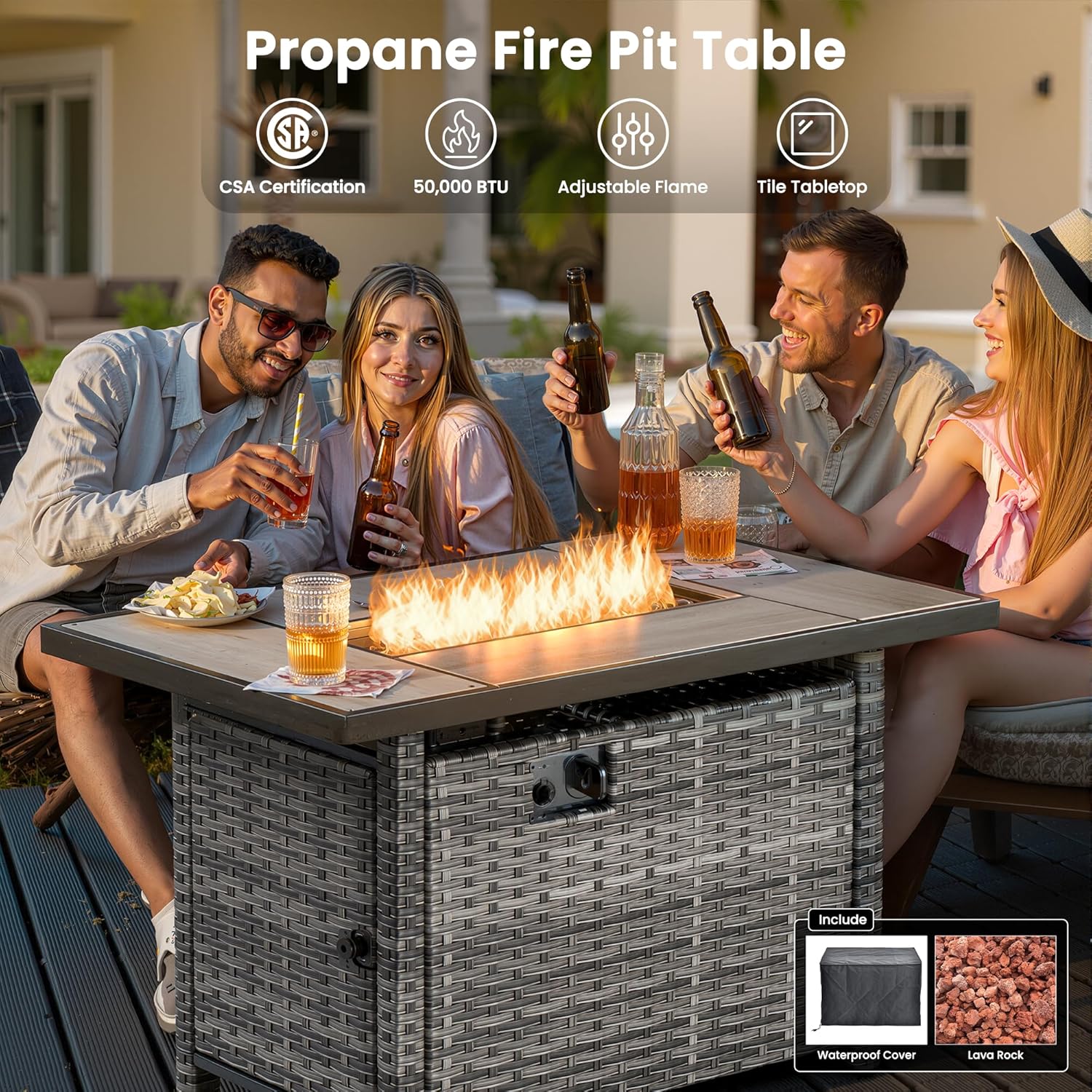 ovios 5 Pieces Patio Furniture Set with 42