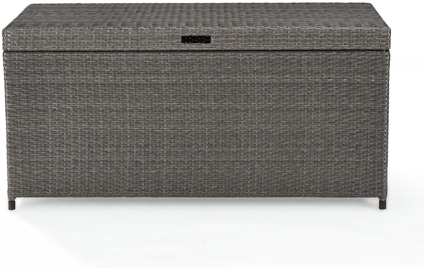 Vintage Variety Outdoor Wicker Storage Bin Brown,Color:Weathered Grey, Full Coverage Plastic Lid - 25