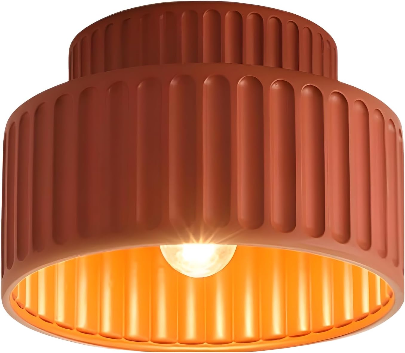 Nordic Round Semi Flush Mount Ceiling Light Vintage Small Hallway Lamp Fixtures Kitchen Ceiling Mount Light Orange Red Resin Close to Ceiling Lamp Modern Bathroom Overhead