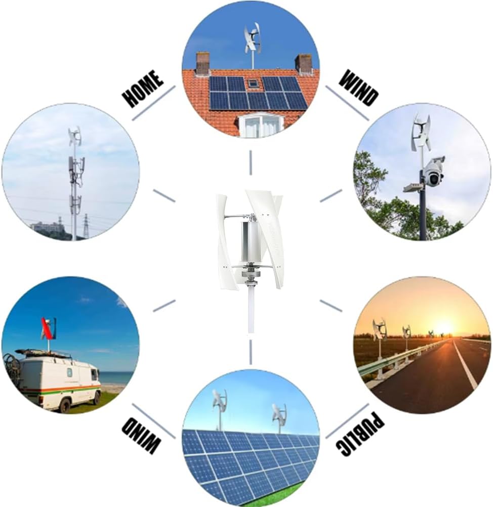 3000W Wind Turbine Generator Kit, 12V 24V 48V 220V 3 Blade Vertical And Noiseless Wind Power Generator Kit for Home, Monitoring, Street Lighting,24v