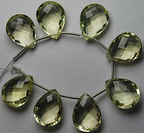 4 matched pairs, superb natural green lemon quartz faceted pear shape briolettes,16x12mm size,