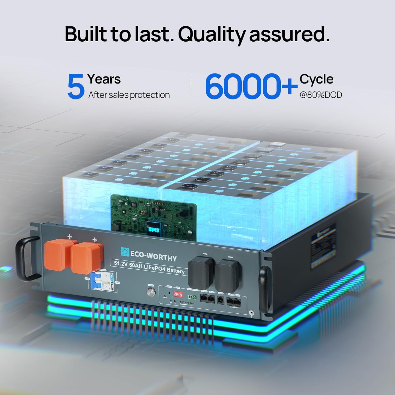 ECO-WORTHY 2560Wh Home Power Station Backup Power, 48V LiFePO4 Battery Support Communication、Bluetooth and WiFi, 120V AC 3500W Solar Hybrid Charger Inverter, for Home Backup,Emergency,Solar System