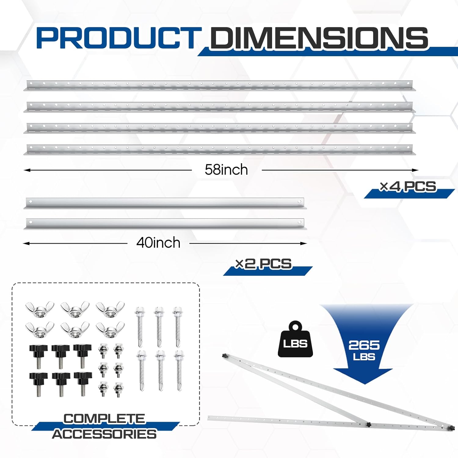 Moxweyeni 58 Inch Adjustable Solar Panel Mount Brackets with Foldable Tilt Legs, Rack Stand Mounting Support for 180-400w Solar Panels on Ground, Roof, RV, Boat, Off-Grid