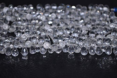 13 inch natural beads strand of 10mm faceted teardrop rock crystal gemstone briolletes beads for DIY jewelry - necklace, bracelet, earring, ring.
