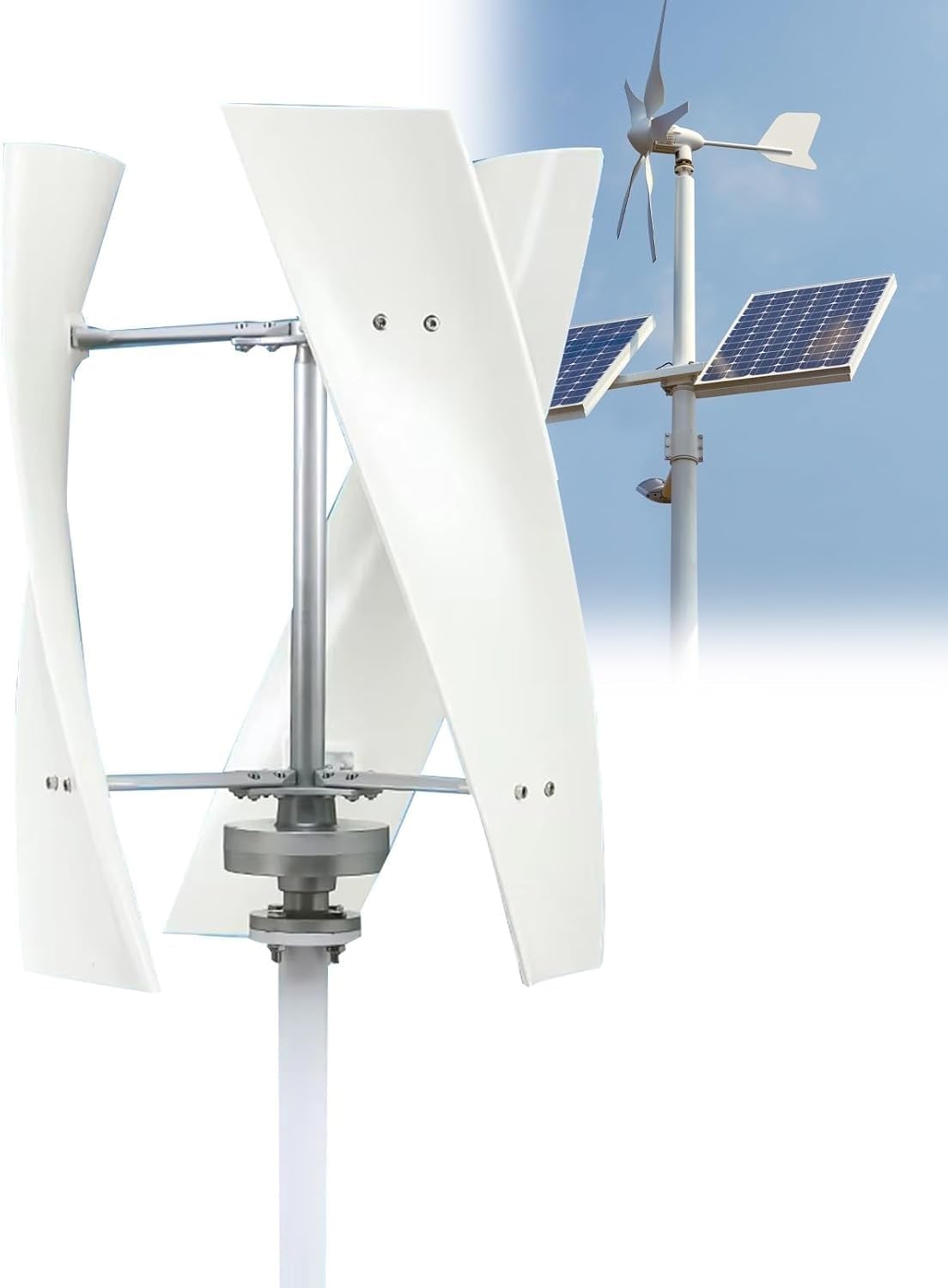 16000W Vertical Wind Turbine Generator Kit - 12V/24V/48V/110V/220V, Small Three-Phase AC with MPPT Controller for Industrial Energy Solutions - Efficient, Durable, White