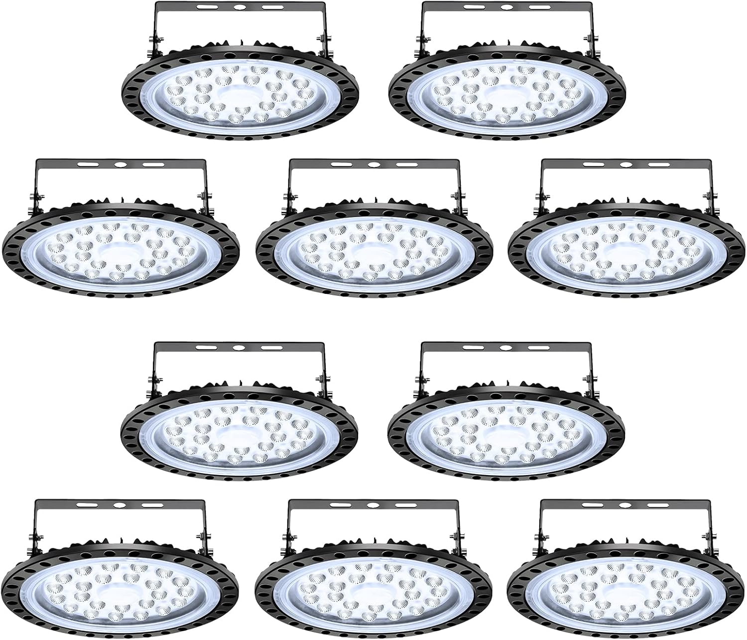 Viugreum 10 Pack 100W UFO LED High Bay Light, 10000LM 6500K Daylight White Led Bay Light Fixtures, IP65 Waterproof Commercial Warehouse/Workshop/Wet Location Area Light
