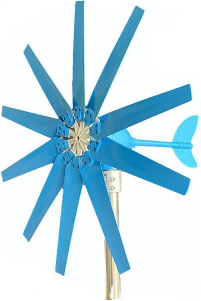 Low Noise High Efficiency 10 Blades Wind Turbine, 12000W 48V Wind Power Turbine Generator with MPPT Controller Small Wind Turbine for Home Factory Use