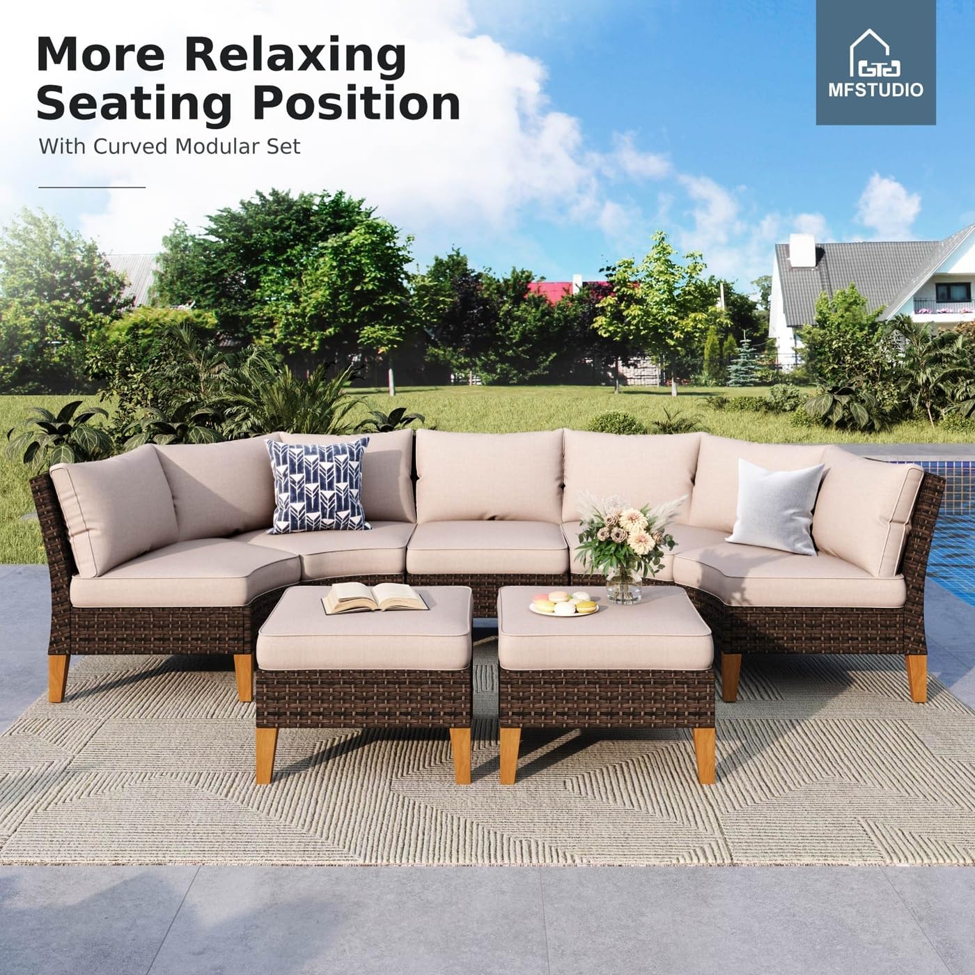 MFSTUDIO 11 Pieces Wicker Patio Furniture Set with 56