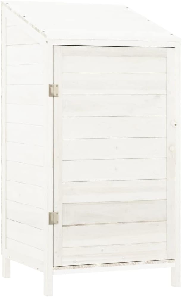 vidaXL Outdoor Garden Shed in Solid Wood Fir, Spacious and Sturdy, Classy White Finish - 21.7