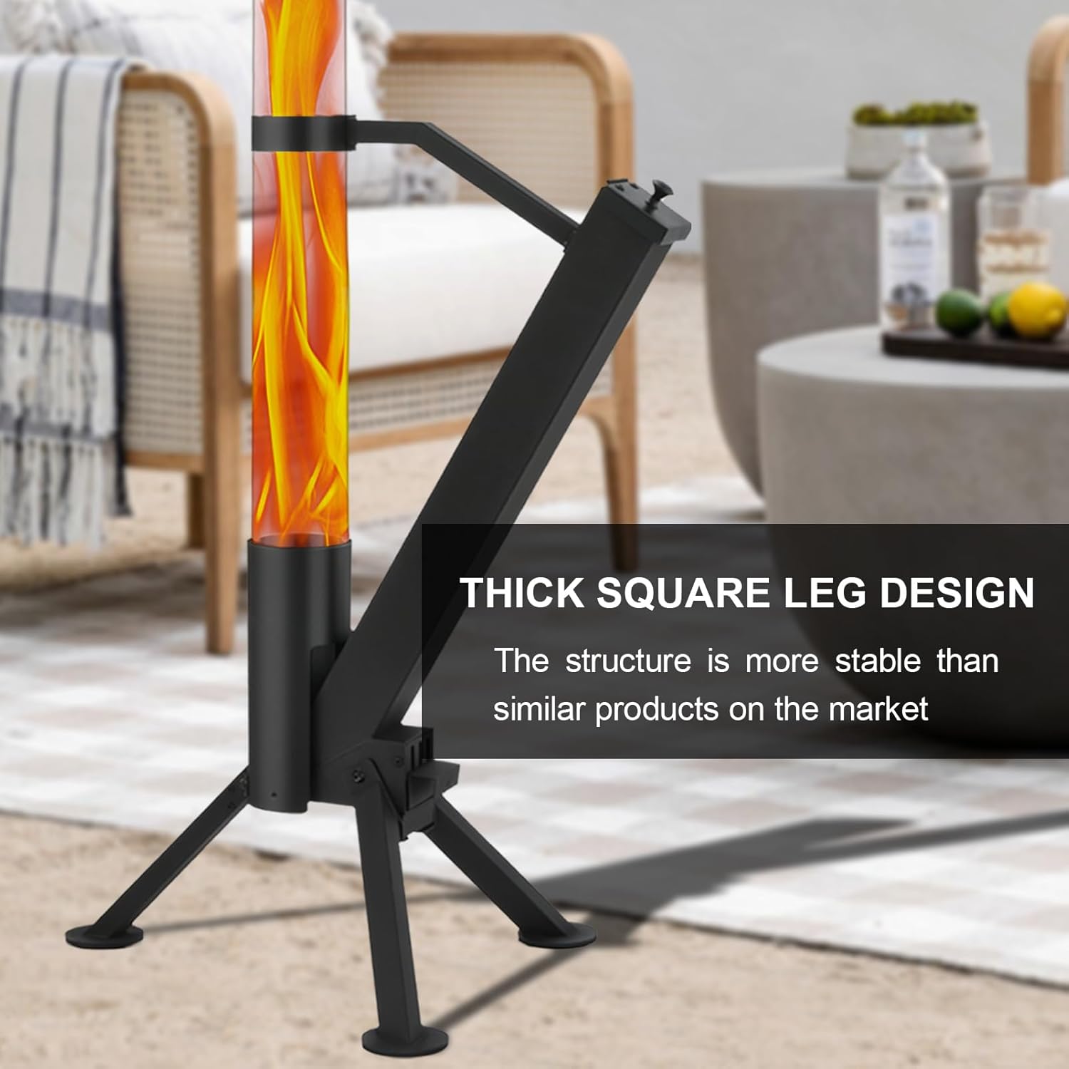 CHARMELEON Wood Pellet Fire Pits for Outside – Portable Wood Pellet Heater – Painted Stainless Steel Outdoor Fire Pit for Backyard – Patio Rocket Stove – Matte Black - M