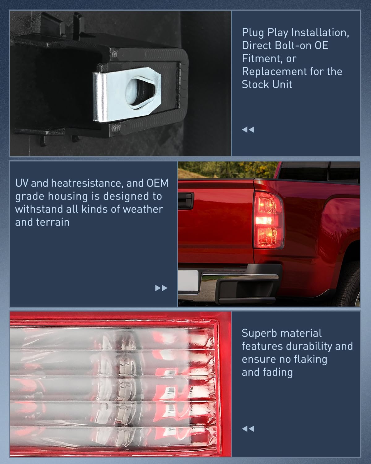 Nilight Taillight Assembly Compatible with 2015 2016 2017 2018 2019 2020 2021 2022 Chevy Colorado Tail Lights Rear Lamp Replacement OE Style Driver and Passenger Side w/Bulbs