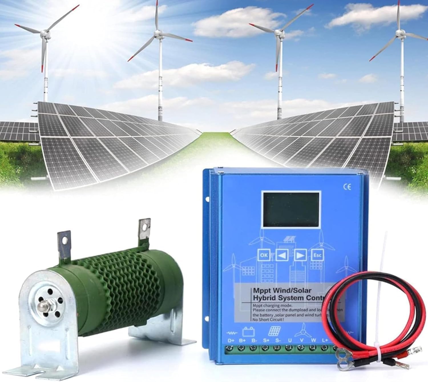 4000W Wind Solar Hybrid System MPPT Charge Controller,12V/24V/48V with Dump Load Wind Turbine Generator Auto Regulator