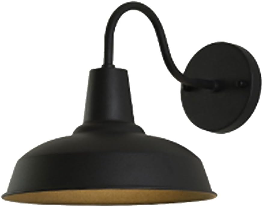 Outdoor Gooseneck Barn Light 9.8 Inch Iron Waterproof Porch Wall Light Vintage Anti-Rust Farmhouse Barn Light Wall Mount Lighting Fixture for Garage Patio(Black)
