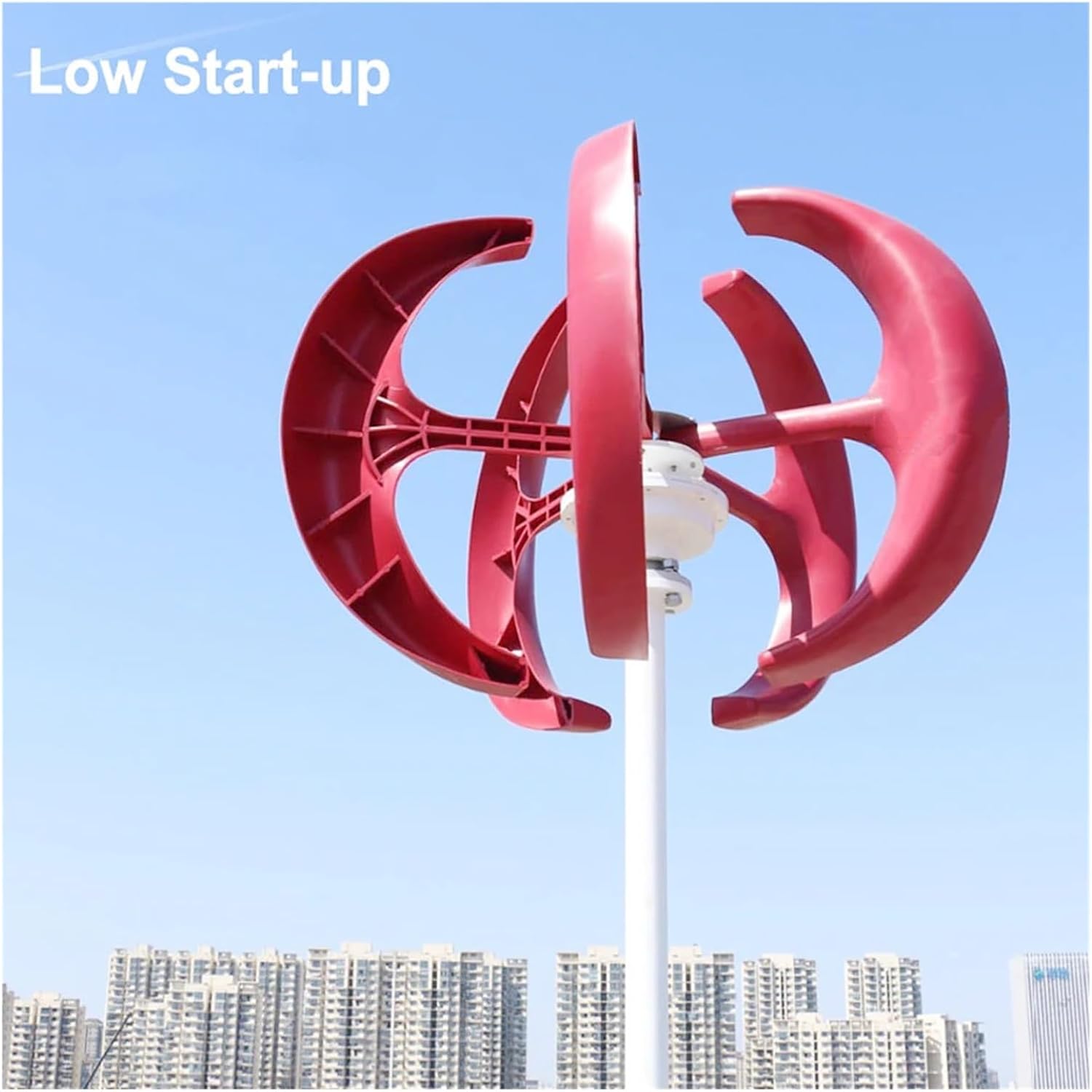 Windmill Generator, Lantern Shape 5KW 12V 24V Vertical Wind Power Turbine Generator Kit For Home 5000W Low Noise Windmill Low Wind Speed Starting Wind Turbines (Color : White, Size : 12V)