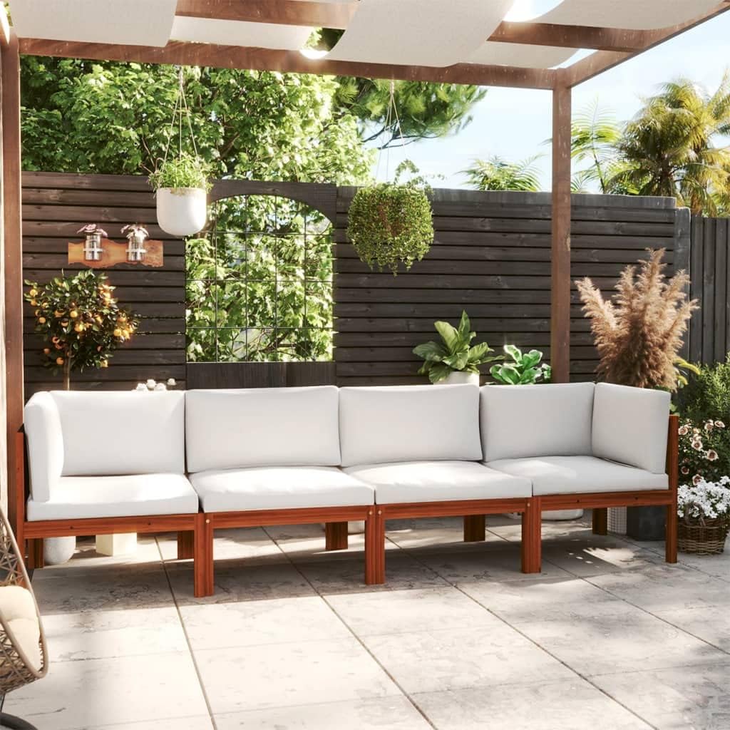 Furniture Sets 4-Seater Patio Sofa with Cushion Solid Acacia Wood,4Seater Outdoor Wooden Patio Sofa with Removable Cushions for Garden and Yard Garden Conversation Sets