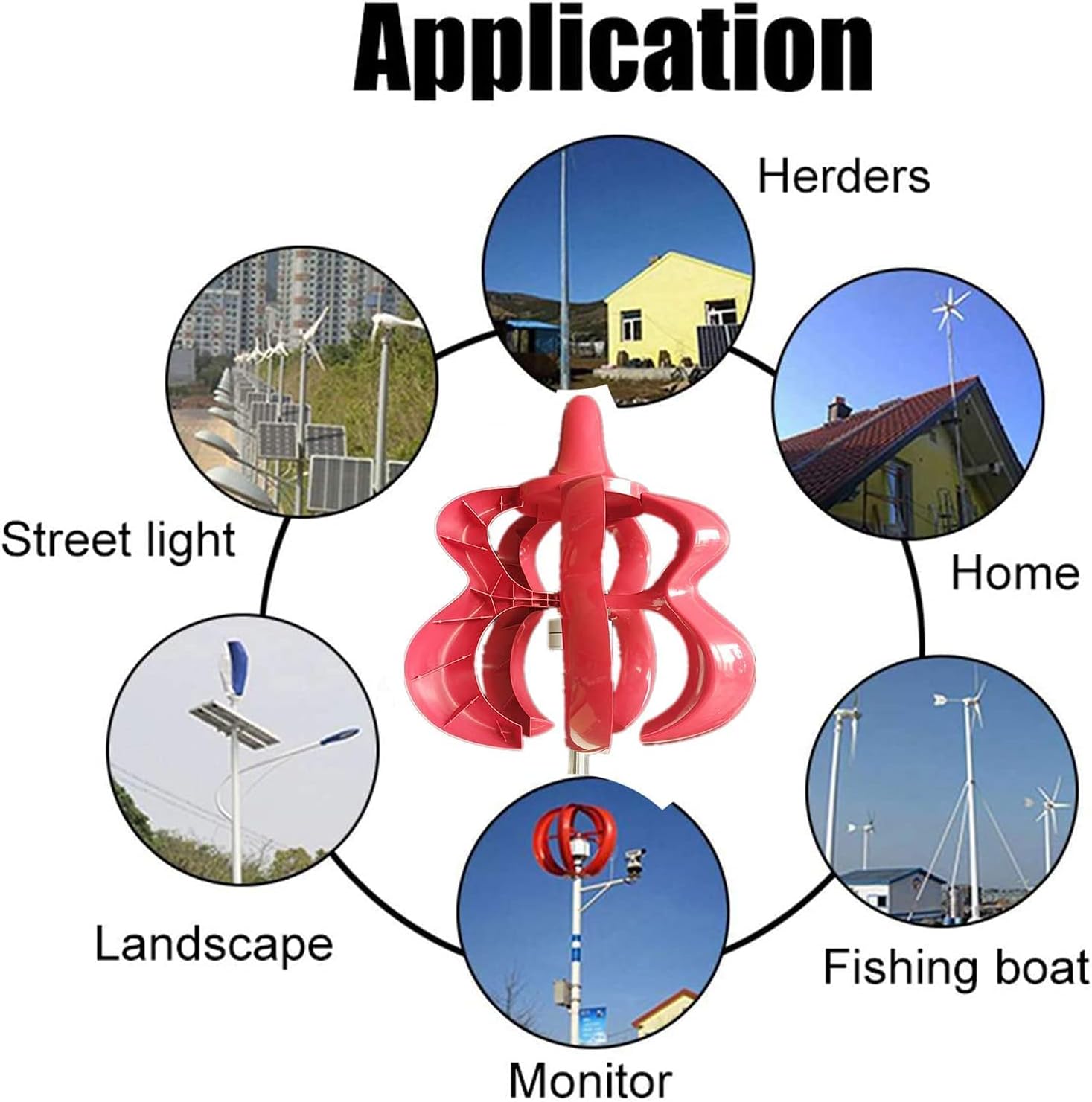 9000W Vertical Axis Wind Turbines Generator Lantern, 12V 24V 48V Motor Kit for Home Hybrids Streetlight Use Electromagnetic