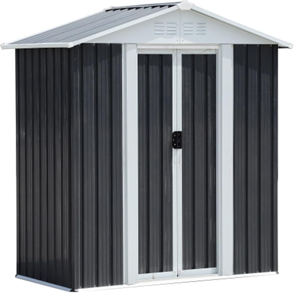 5FT x 3FT Outdoor Storage Metal Anti-Corrosion Utility Tool House with Lockable Door & Shutter Vents，Outdoor Waterproof Garden Tool Storage Sheds（with Metal Foundation）