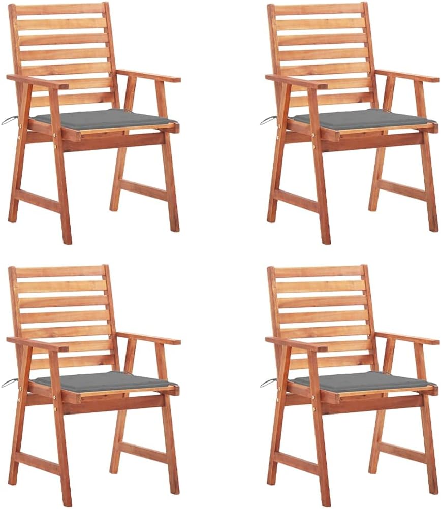 Patio Dining Chairs 4 pcs with Cushions Solid Acacia Wood,Outdoor Dining Chairs with Cushions Solid Acacia Wood Set of 4 Outdoor Furniture, Outdoor Chairs