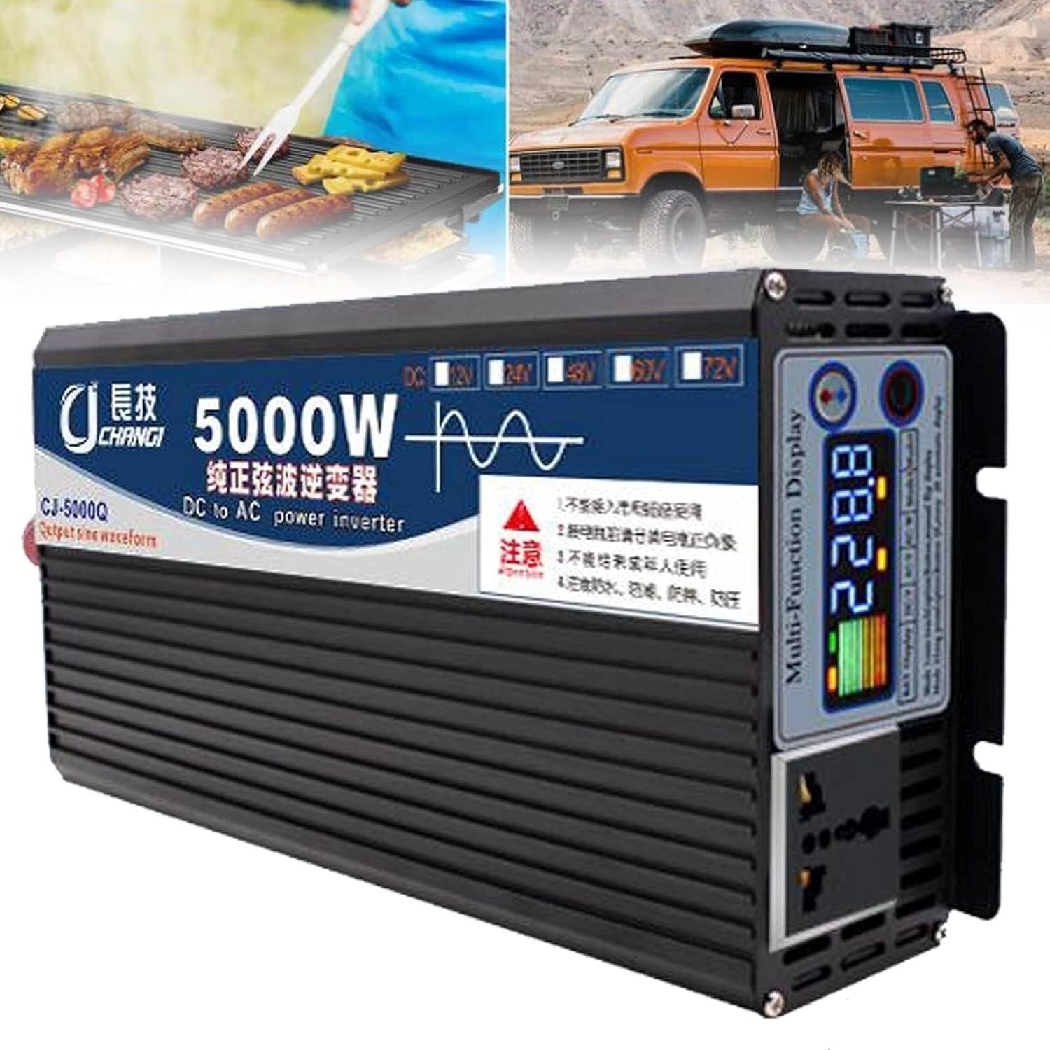 Power Inverter DC 12V 24V 48V 60V to AC 110V 220V Car Inverter Car Adapter Car Power Inverter Converter with AC Outlets/Smart Color Screen 5000W-48Vto110V 4000W-48Vto220V(5000w,48Vto220V)