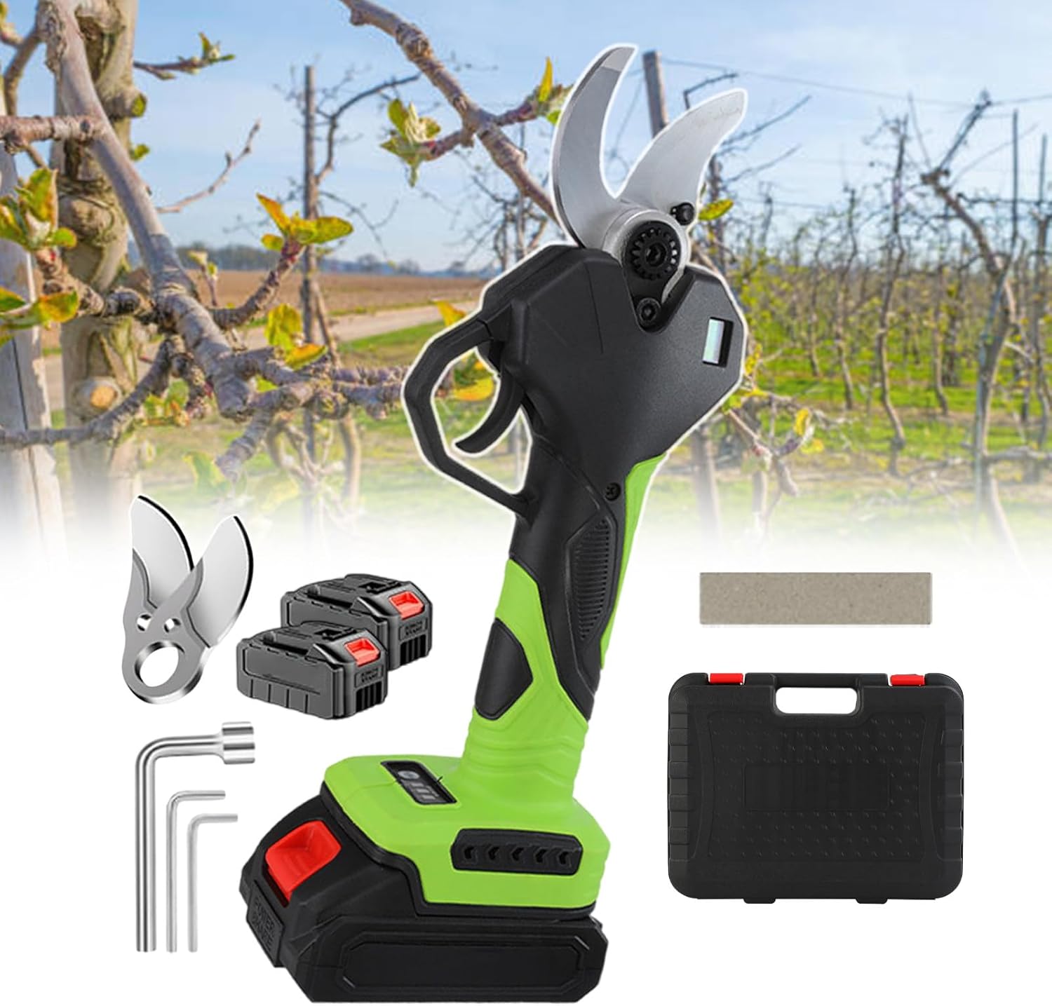 980 W Portable Pruning Shears Garden Tool, Hand-Held Electric Garden Scissors, Pure Copper Brushless Motor, Max 35 Mm Cutting Diameter, with LCD Display