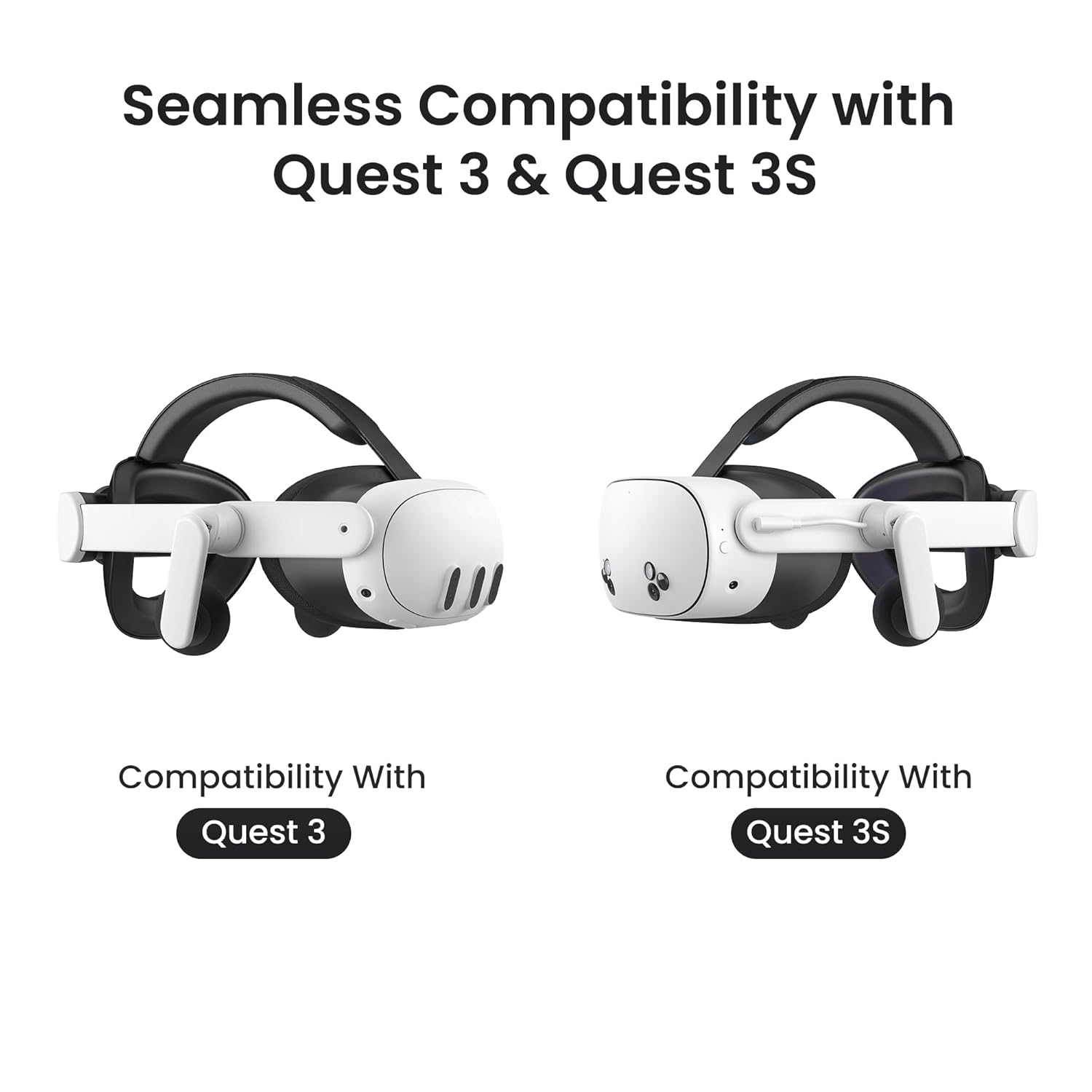 KIWI design Audio Head Strap with Battery for Meta/Oculus Quest 3/3S, K4 Duo DualFast Charging Headset, VR Accessories with Balanced Design for Enhanced Sound Effects & Playtime