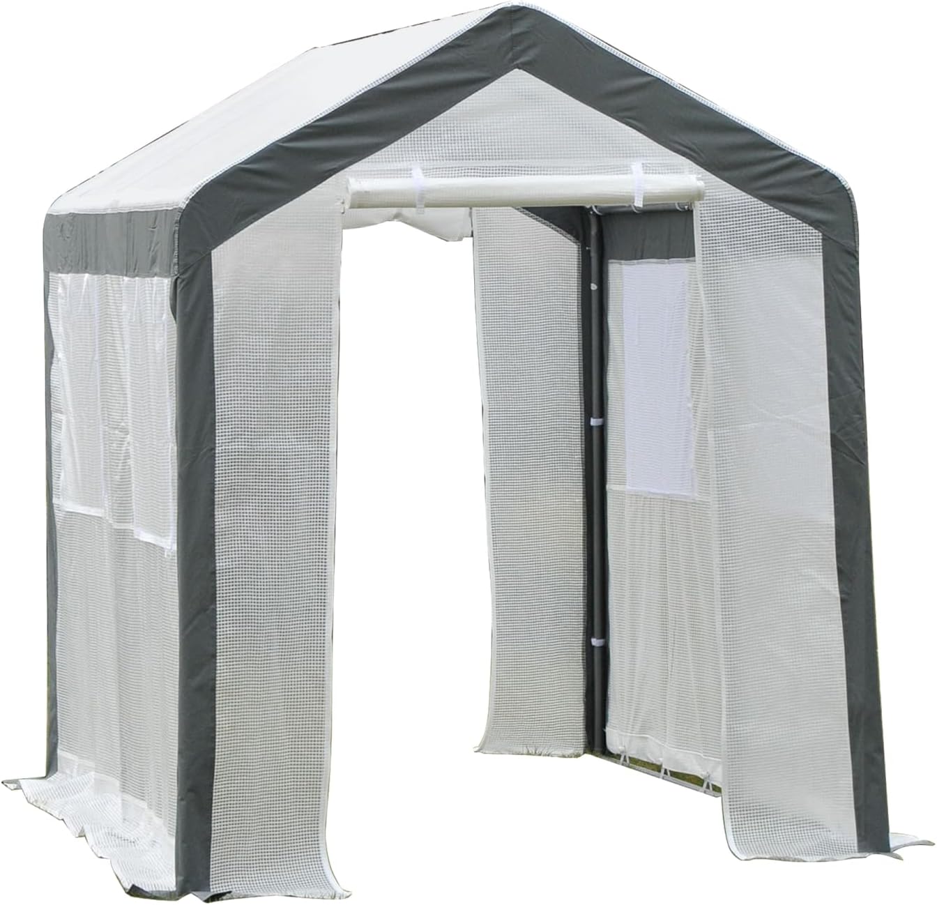 Walk-in Greenhouse with Roll-Up Windows & Zippered Doors, Enhanced Sunlight, 8'x6' Garden Grow Tent for Vegetables & Flowers