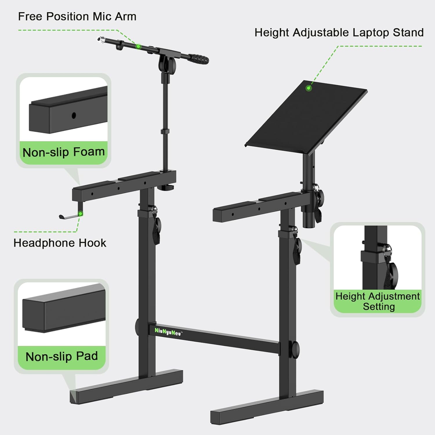 Multi-Functional Keyboard Stand Heavy Duty Piano Stand with Microphone Stand and Laptop Stand