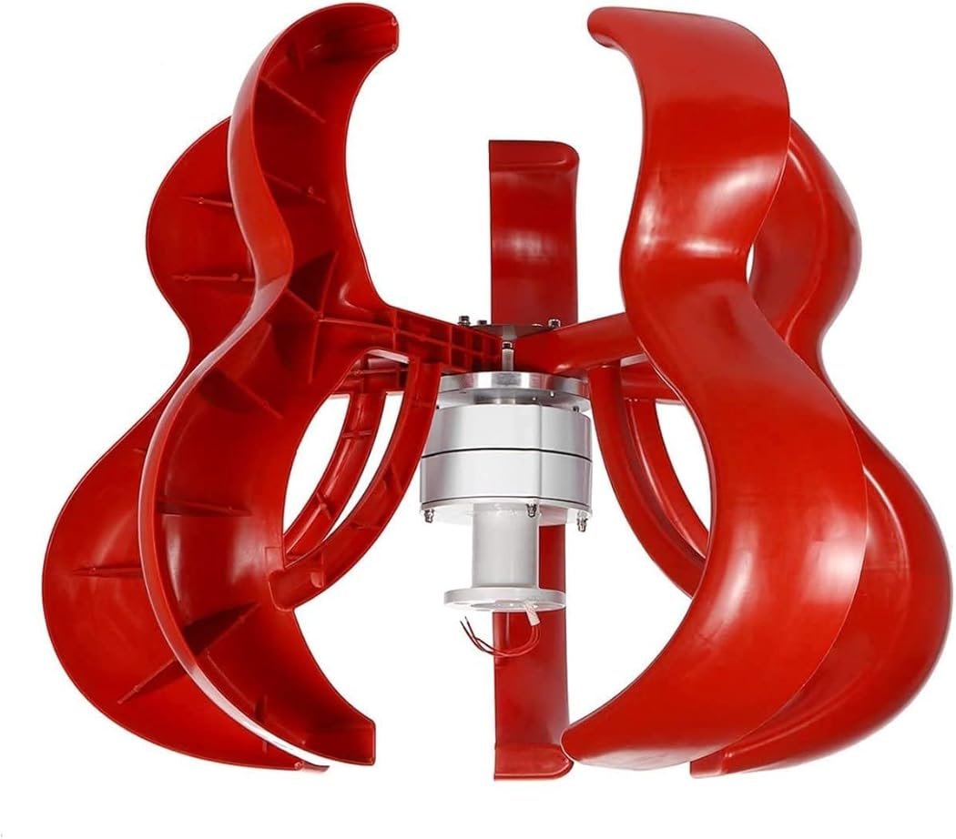 LiuSj JUnSt 12000W 4 Blades Vertical Axi Wind Turbine Generator, 12V 24V 48V 220V Permanent Magnetic Lantern Wind Generator Motor Kit for Home Windmill (Red)