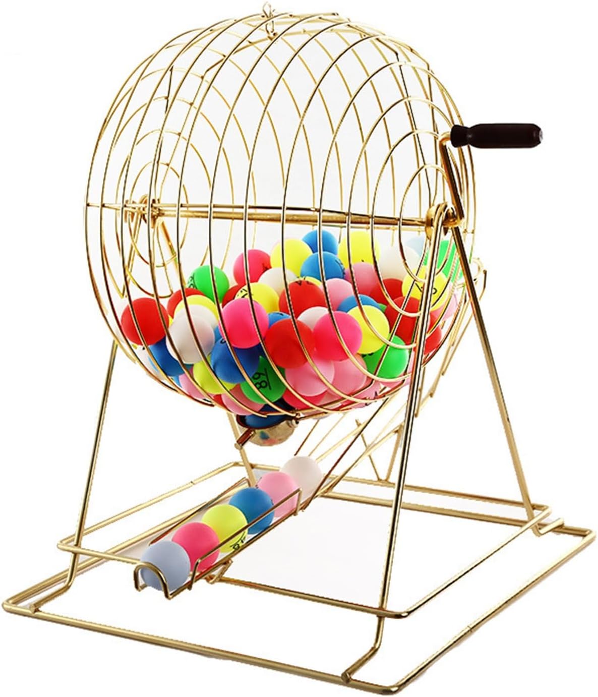 OVARIA Manual Lottery Drawing Machine, Lottery Machine Bingo Cage, Metal Raffle Drum Spin Selector with 50/100 Number Balls(100 Yellow Balls)