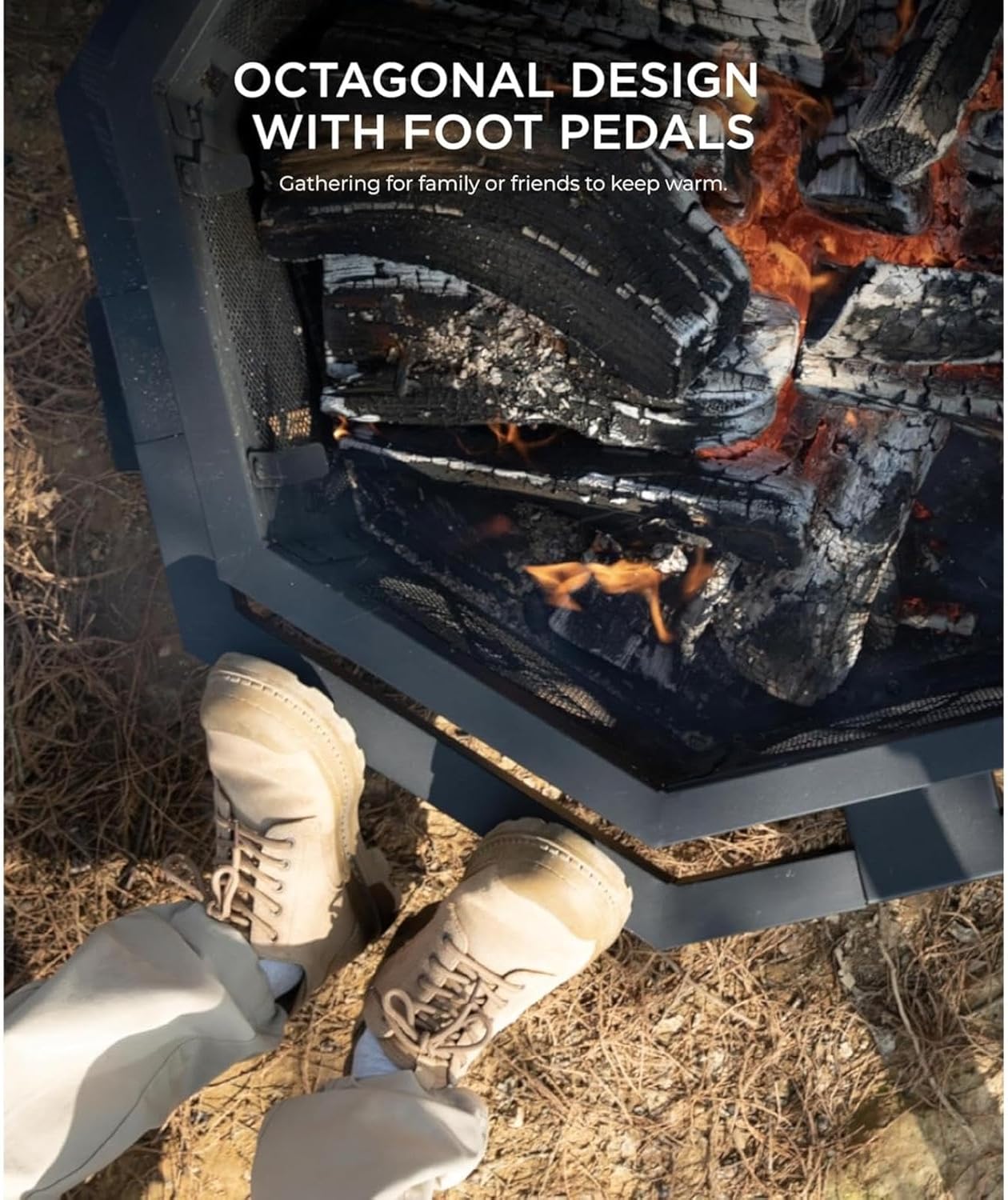 43 Inch Fire Pit, Outdoor Fire Pits with Cooking Grill, Wood Burning Fire Pits for Outside