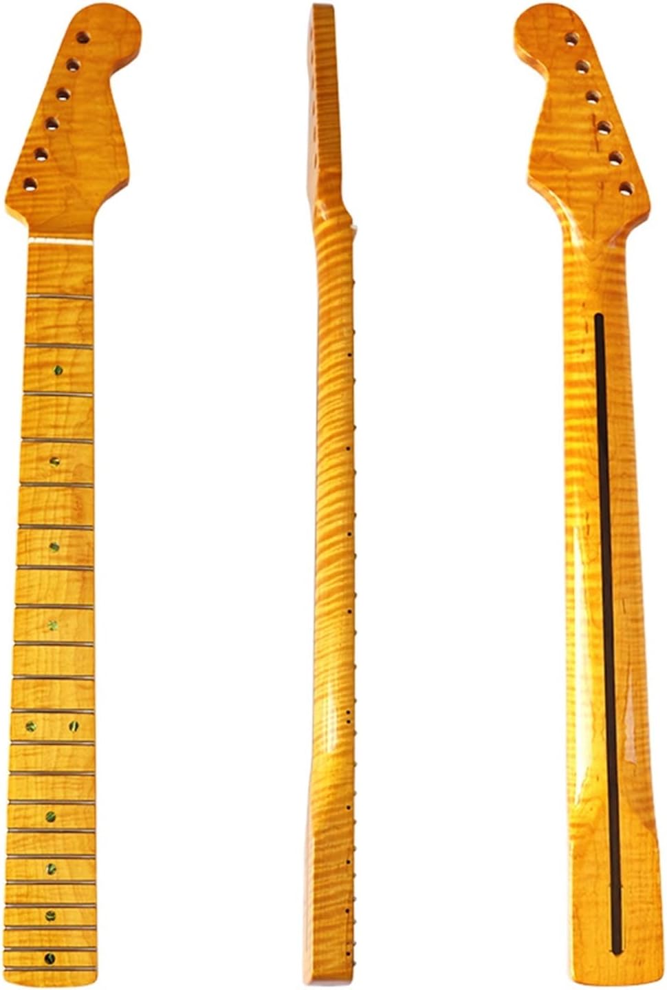 Yellow Small Head Electric Guitar Neck Canadian Flame Maple Guitar ​Neck Replacement