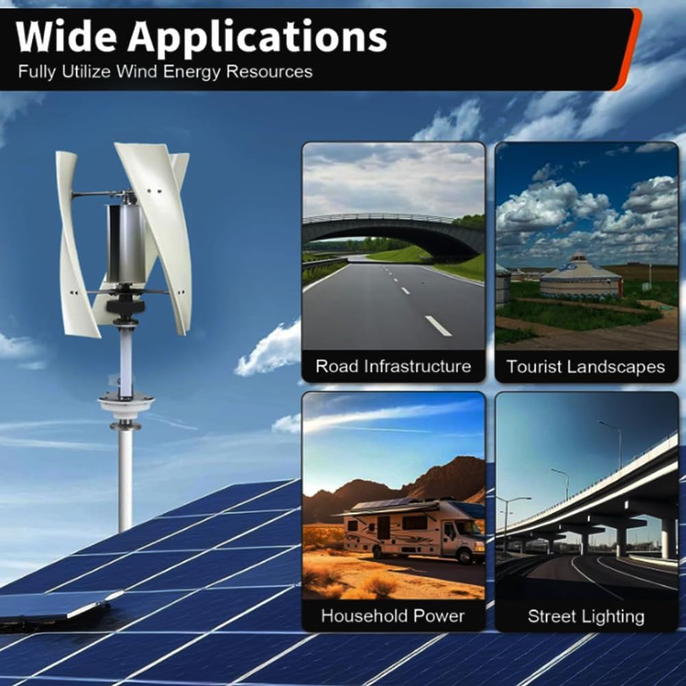 12000W 3 Blade Vertical Axis Wind Turbine Generator Kit with Controller,12V-220V Low Noise Magnetic Levitation Design, Home Wind Power for Boats, Cabins