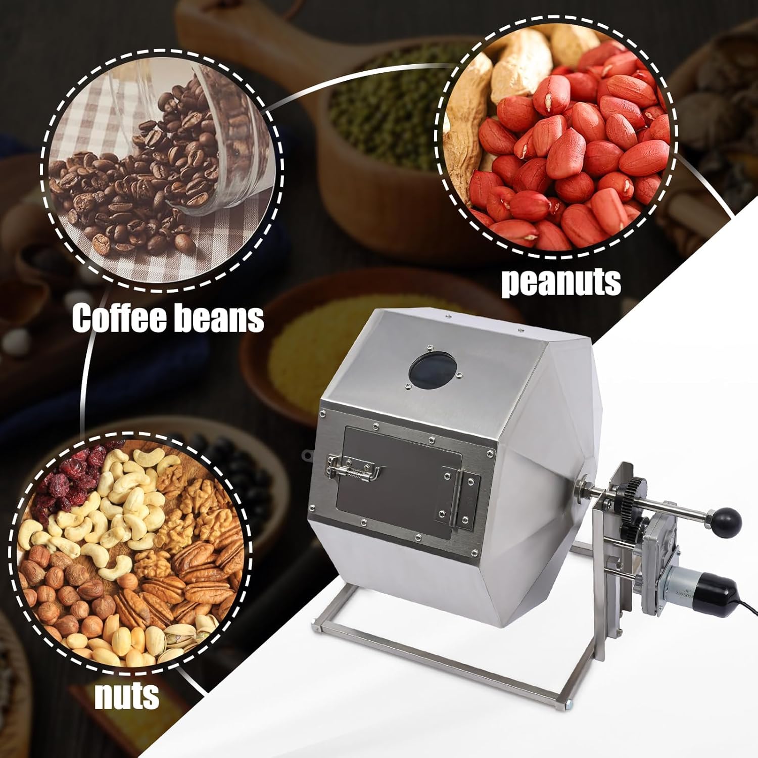 14.5L Commercial Coffee Bean Roaster Stainless Steel Coffee Bean Baking Machine Automatic Rotary Gas Burner Drum Roaster Machine