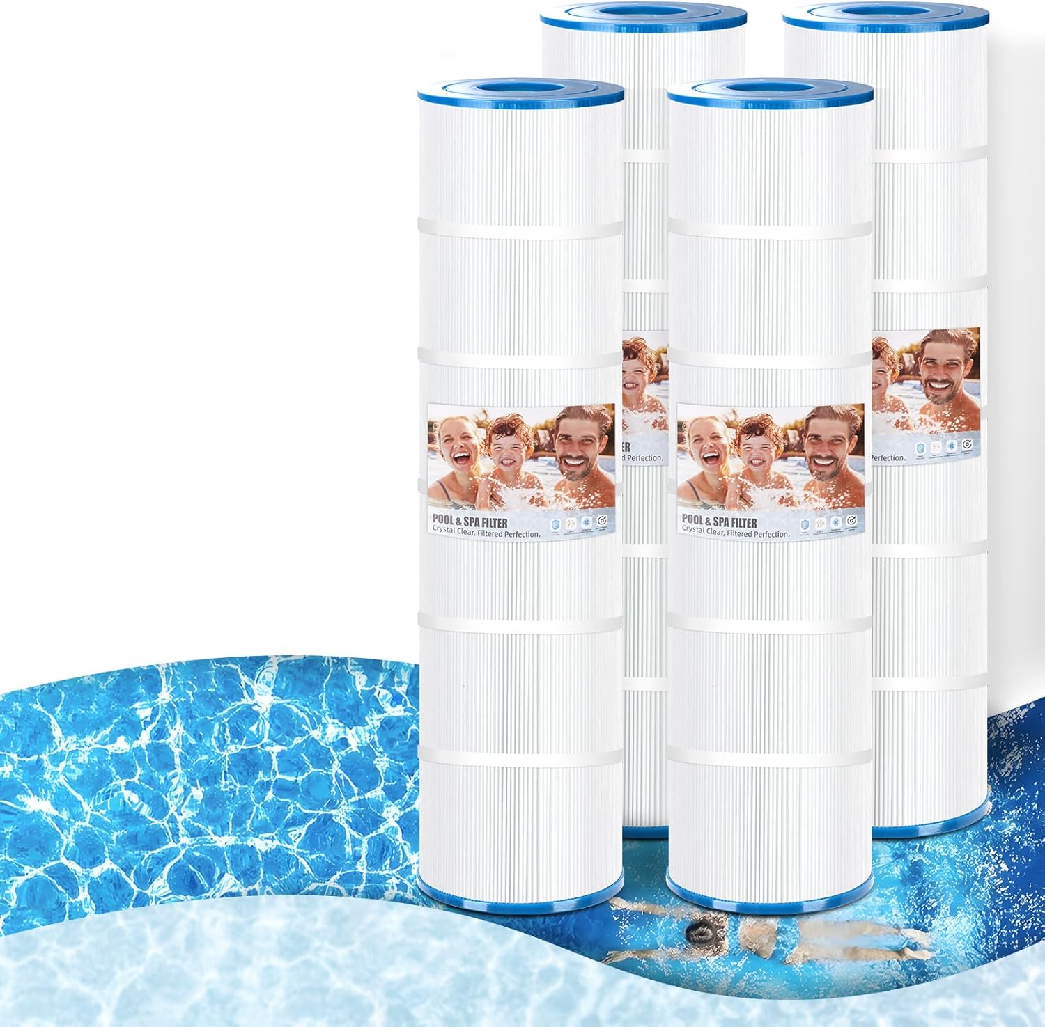 4 Pack Pool Filter Cartridge Replacement for Jandy CL460 CV460, Pleatco Advanced PJAN115, Unicel C-7468, Filbur FC-0810, A0558000, R0554600-Certified with NSF50 for Material Safety(115 Sq.ft)