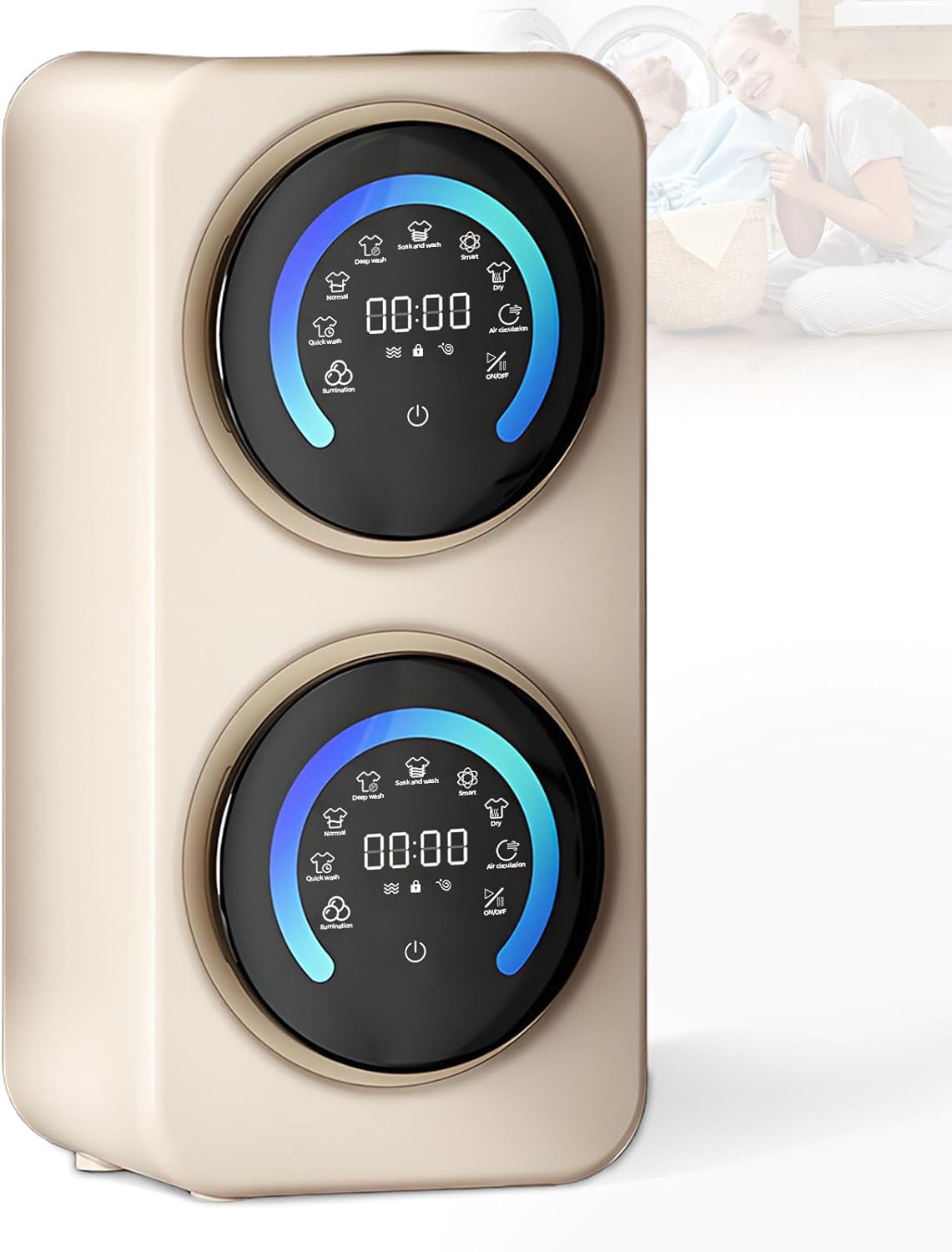 BANGBANGJI Smart Double Tube Mini Washing Machine, 3.5Lx2 Portable Washing Machine, with LED Display, Each Bucket Washing Capacity 0.3kg, Stainless Steel Drum for Dorms, Apartments, RVs Desktop