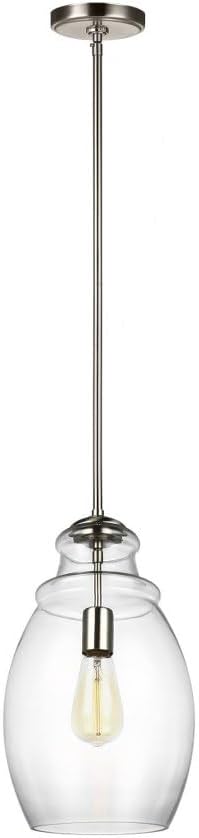 Feiss P1484SN Marino Glass Pendant Lighting, 1-Light, 60 Watts, Satin Nickel (9